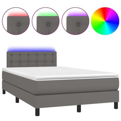 Boxspring met matras en LED kunstleer grijs 120x190 cm