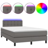 Boxspring met matras en LED kunstleer grijs 120x190 cm - thumbnail