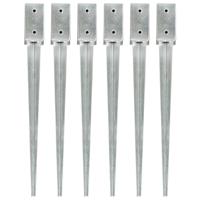 VidaXL Grondpinnen 6 st 7x7x75 cm gegalvaniseerd staal zilverkleurig - thumbnail