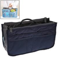 Verdikken draagbare multifunctionele dubbele rits cosmetische zak opbergtas in zak (donkerblauw) - thumbnail