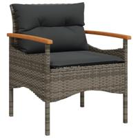 3-delige Loungeset met kussens poly rattan grijs - thumbnail