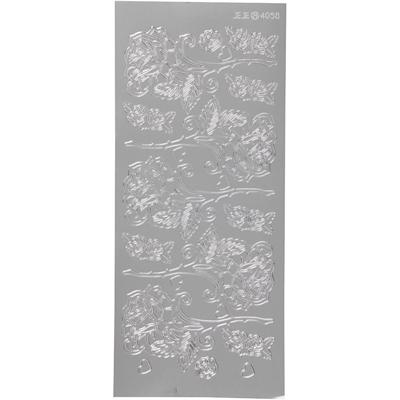Stickers, rozen, vel 10x23 cm, zilver, 1 vel
