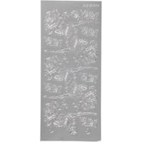 Stickers, rozen, vel 10x23 cm, zilver, 1 vel - thumbnail
