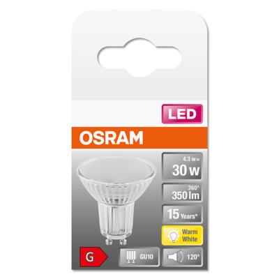 OSRAM HOMELIGHTING 4058075303263 LED-lamp Energielabel G (A - G) GU10 Reflector 4.3 W = 30 W Warmwit (Ø x l) 51 mm x 56 mm 1 stuk(s) OSRAM HOMELIGHTING 4058075303263 LED-lamp Energielabel G (A - G) GU10 Reflector 4.3 W = 30 W Warmwit (Ø x l) 51 mm x 56 mm 1 stuk(s)