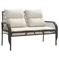 4-delige Loungeset met kussens poly rattan bruin - thumbnail