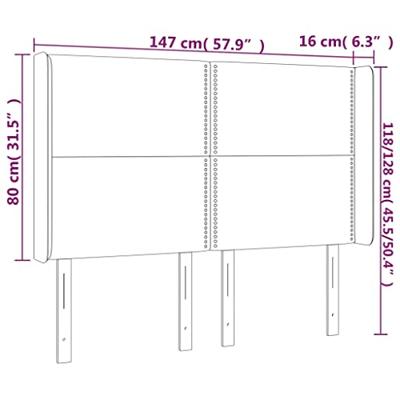 Hoofdbord met randen 147x16x118/128 cm stof lichtgrijs