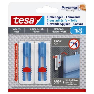 Klevende spijker tesa canvas behang 1kg wit | 8 stuks