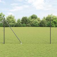VidaXL Hek met paal grijs 1,5 x 10 m staal en pvc - thumbnail