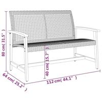 Tuinbank 112 cm poly rattan en acaciahout beige - thumbnail
