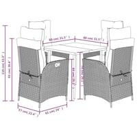 5-delige Tuinset met kussens poly rattan grijs - thumbnail