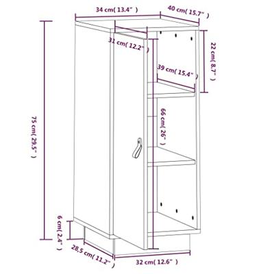 Dressoir 34x40x75 cm massief grenenhout grijs - thumbnail