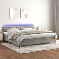 Boxspring met matras en LED fluweel lichtgrijs 200x200 cm - thumbnail