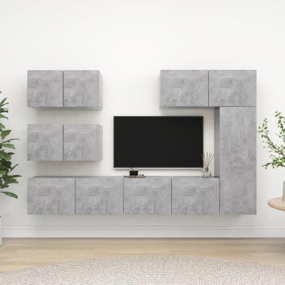 6-delige Tv-meubelset bewerkt hout betongrijs