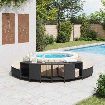 VidaXL Opbergschappen voor hottub 2 st poly rattan zwart