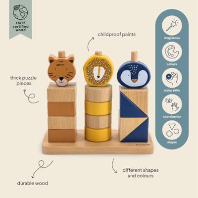 Trixie houten stapel puzzel dieren