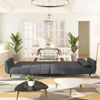 Slaapbank 2-zits met 2 kussens fluweel donkergrijs - thumbnail