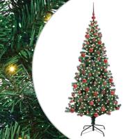 VidaXL Kunstmatig voorverlicht kerstboom groen 180 cm pvc en metaal - thumbnail