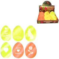 Hanger Pasen ei met spreuk neon 7,5 cm 6 assorti | 72 stuks - thumbnail