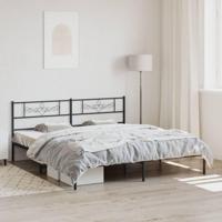 Bedframe met hoofdbord metaal zwart 193x203 cm - thumbnail