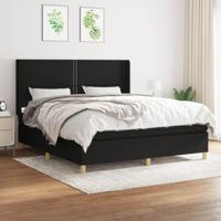 Boxspring met matras stof zwart 160x200 cm - thumbnail