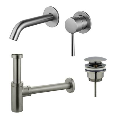 Fortifura Calvi Slim Wastafelkraanset - inbouw wastafelkraan - klikwaste plug - design sifon - Geborsteld RVS PVD (RVS) SW377860/SW696201/SW696212 Fortifura Calvi Slim Wastafelkraanset - inbouw wastafelkraan - klikwaste plug - design sifon - Geborsteld RVS PVD (RVS) SW377860/SW696201/SW696212