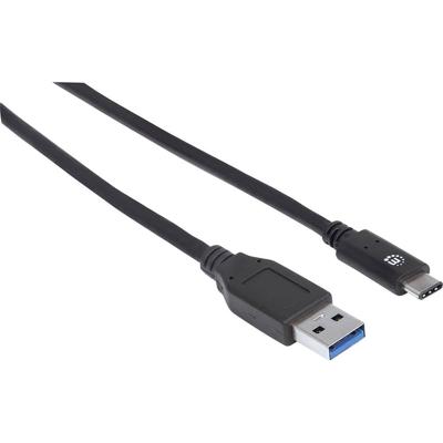 Manhattan 353373 USB-kabel USB 3.2 Gen1 USB-A stekker, USB-C stekker 1.00 m Zwart UL gecertificeerd