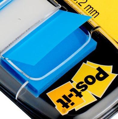 Post-it index standaard, ft 24,4 x 43,2 mm, houder met 50 tabs, blauw