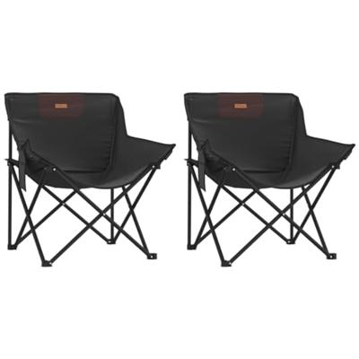 Campingstoelen 2 st met vakje inklapbaar zwart - thumbnail