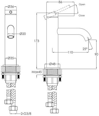 Ben Navan wastafelkraan geborsteld nikkel