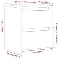 Nachtkastjes 2 st 30x30x40 cm bewerkt hout oud houtkleurig - thumbnail