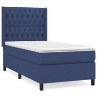 Boxspring met matras stof blauw 90x200 cm - thumbnail