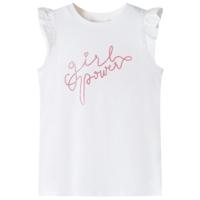 Kindershirt met ruches aan de mouwen glitterprint 140 ecru - thumbnail