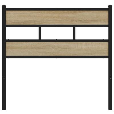 Hoofdbord 75 cm ijzer en bewerkt hout sonoma eikenkleurig - thumbnail