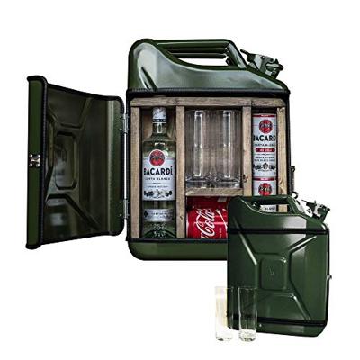 Jerrycan bar groen - Draagbare Drankkast - 20L Groen & Hout Interieur - Mancave Must-have - thumbnail