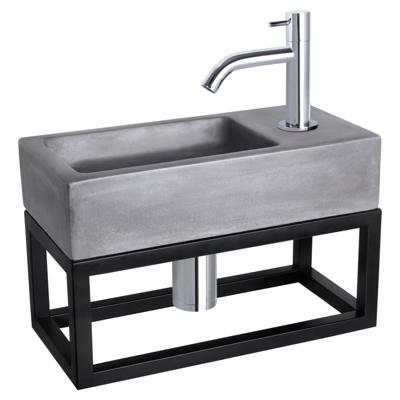 Differnz Differnz Ravo fonteinset beton donkergrijs - kraan gebogen - met handdoekrek chroom