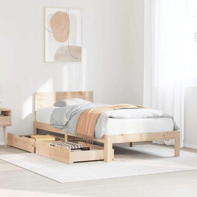 Bedframe met lades massief grenenhout 75x190 cm