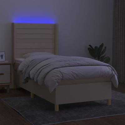 Boxspring met matras en LED stof crèmekleurig 100x200 cm
