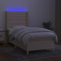 Boxspring met matras en LED stof crèmekleurig 100x200 cm - thumbnail