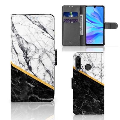 Huawei P30 Lite (2020) | Bookcase | Marmer Wit Zwart - Origineel Cadeau Man