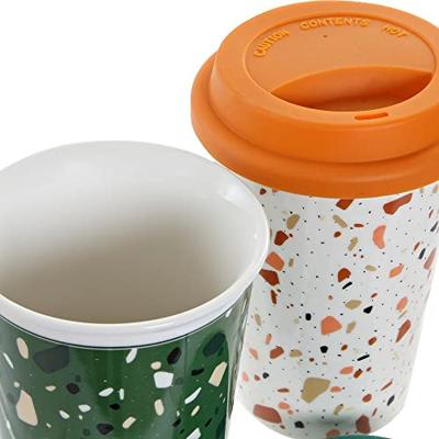 Mok DKD Home Decor Terrazo Siliconen Porselein (400 ml) (4 pcs)