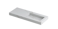INK Pitch Wastafel Keramische Slab Rechts met Drain en Front en Side Skirts Zonder Kraangat - 1200x450x90 mm - Calacatta Mat - thumbnail
