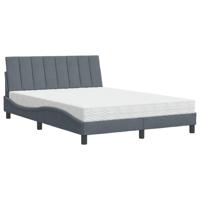 Bed met matras "Hanko" fluweel donkergrijs 140x190 cm - thumbnail