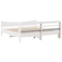 Bedframe met hoofdbord massief grenenhout wit 200x200 cm - thumbnail