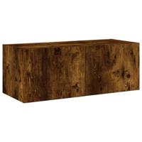 Tv-wandmeubel met LED-verlichting 80x35x31 cm gerookt eiken - thumbnail