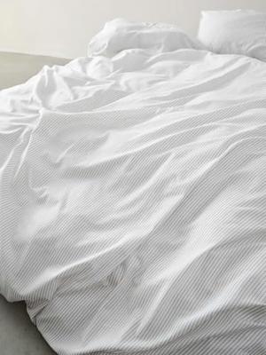 Marc O&apos;Polo Classic Fine Stripe Grey mist dekbedovertrek
