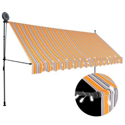 Luifel handmatig uitschuifbaar met LED 350 cm geel en blauw