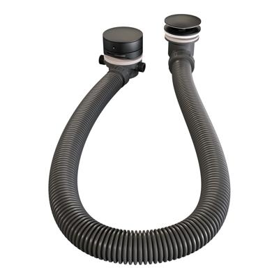 BRAUER Black Carving thermostatische inbouw badkraan - drukknoppen SET 04 - badvulcombinatie - 3 standen handdouche - doucheslang - wandaansluitbocht - zwart mat 5-S-213