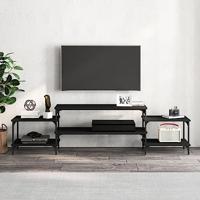Tv-meubel 197x35x52 cm bewerkt hout zwart - thumbnail