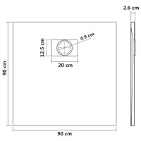 Douchebak 90x90 cm SMC wit - thumbnail