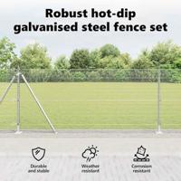 VidaXL Afrasteringspaal zilver 10 x 1 m (19 x 19 mm mesh) staal - thumbnail